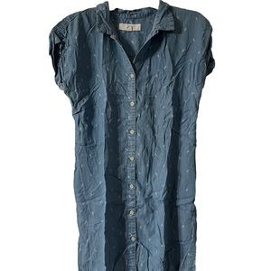 Thread & Supply Women’s Blue Casual Dress Small Button Down Short